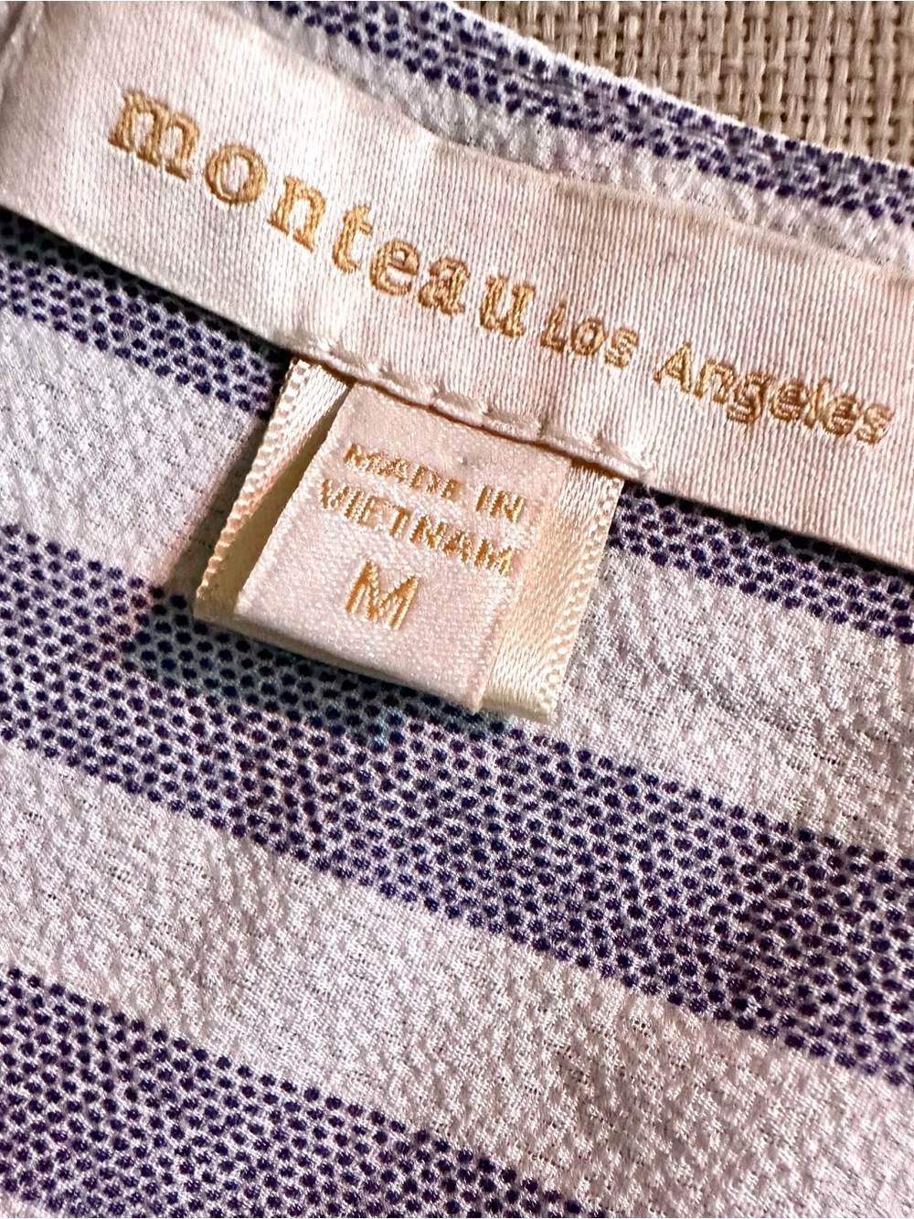 monteau Los Angeles Striped Top in White and Navy - Picture 3 of 3